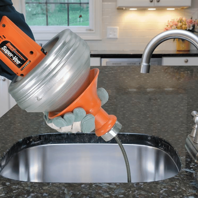 Super-Vee Sink Drain Cleaning Machine Application